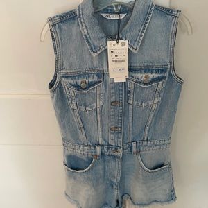 Zara Denim Romper NWT